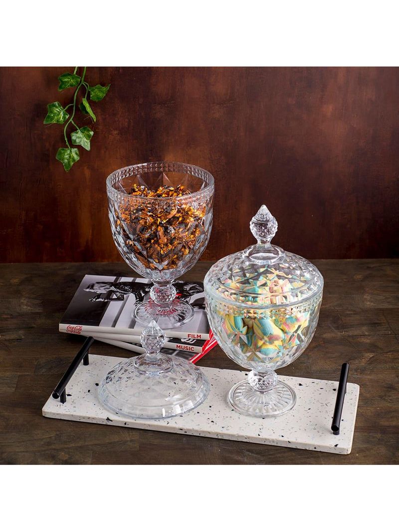 Potiche de cristal lyor diamond com pé - 28x15x15 cm (axlxp)