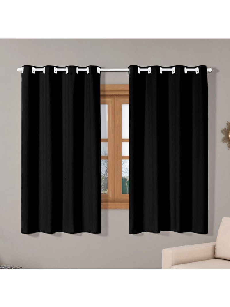 Cortina Isa Varão Tecido Oxford 2,00M X 1,40M P/  Preto