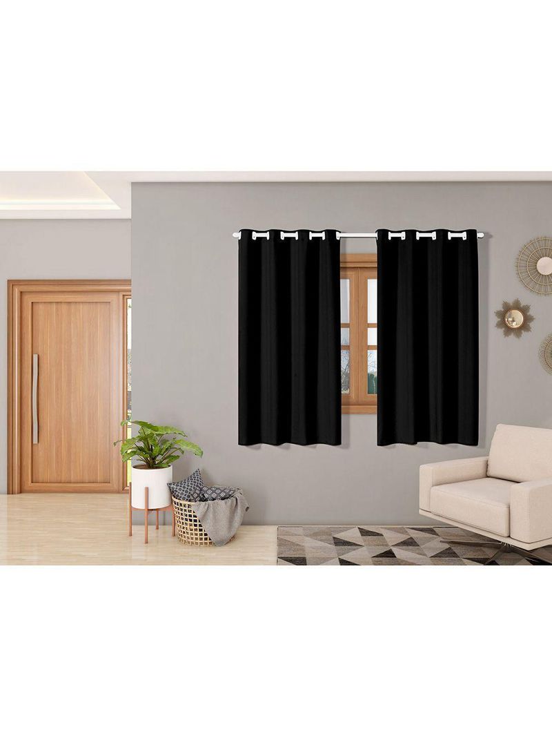Cortina Isa Varão Tecido Oxford 2,00M X 1,40M P/  Preto
