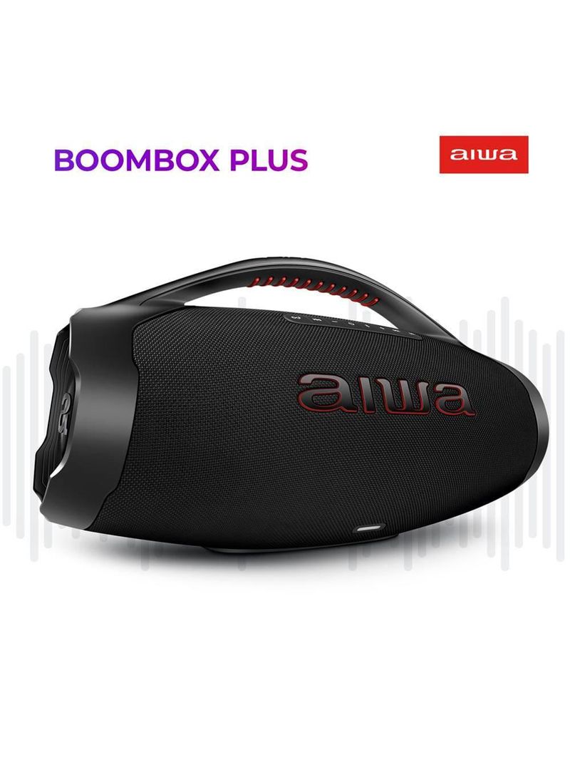 Caixa de som aiwa boombox plus com 3 alto-falantes bivolt e com proteção ip66 contra Água e poeira aws-bbs-01b - 200w