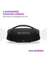 Caixa de som aiwa boombox plus com 3 alto-falantes bivolt e com proteção ip66 contra Água e poeira aws-bbs-01b - 200w