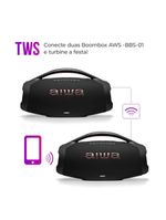 Caixa de som aiwa boombox plus com 3 alto-falantes bivolt e com proteção ip66 contra Água e poeira aws-bbs-01b - 200w