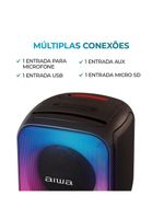 Caixa de som partybox aiwa pb-07 com bluetooth, iluminação rgb, entrada usb, entrada para cabo auxiliar e entrada para micro sd - 100w rms - bivolt