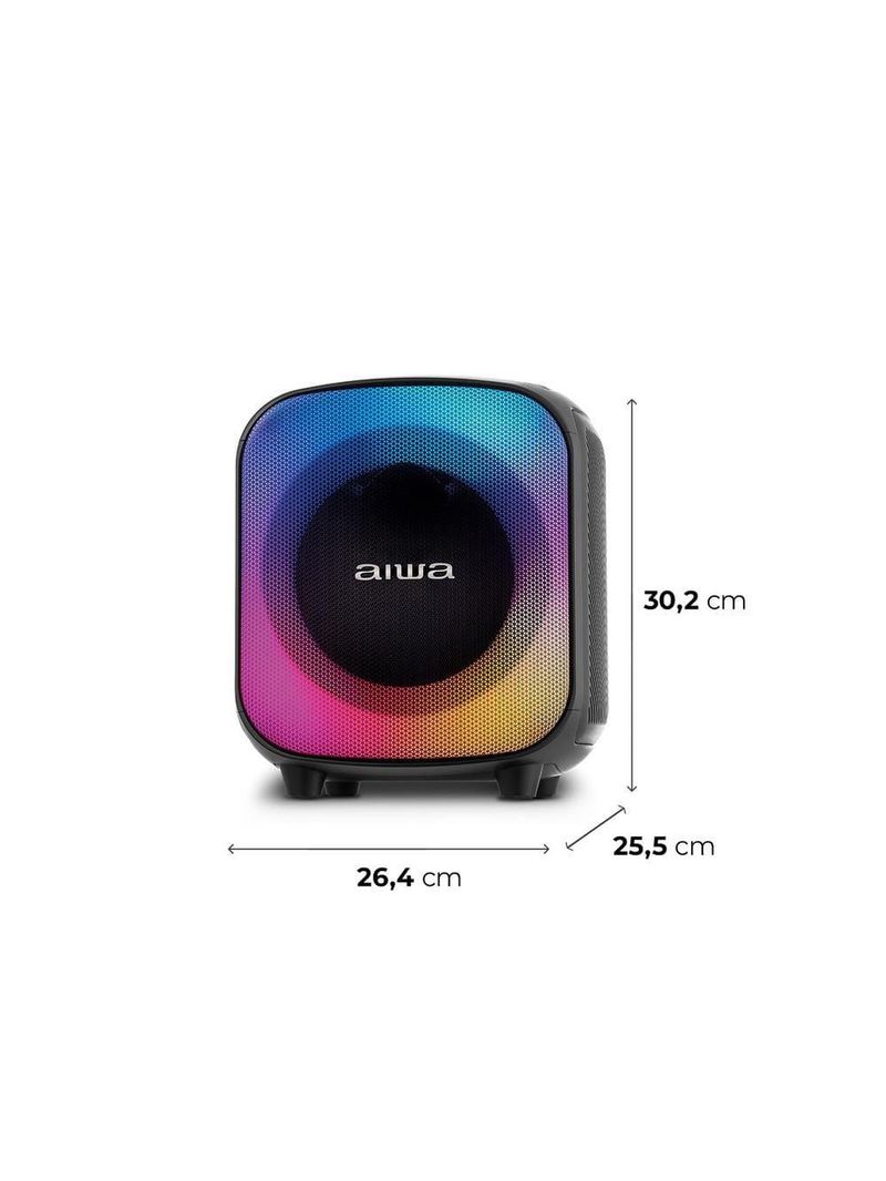 Caixa de som partybox aiwa pb-07 com bluetooth, iluminação rgb, entrada usb, entrada para cabo auxiliar e entrada para micro sd - 100w rms - bivolt