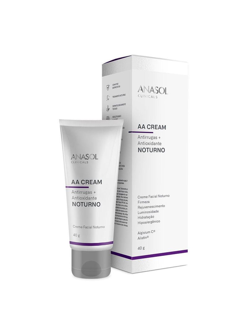 Aa cream facial noturno anasol - tratamento antissinais
