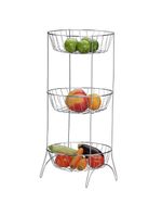Fruteira 3 andares utimil redonda em aço cromado – 66 cm