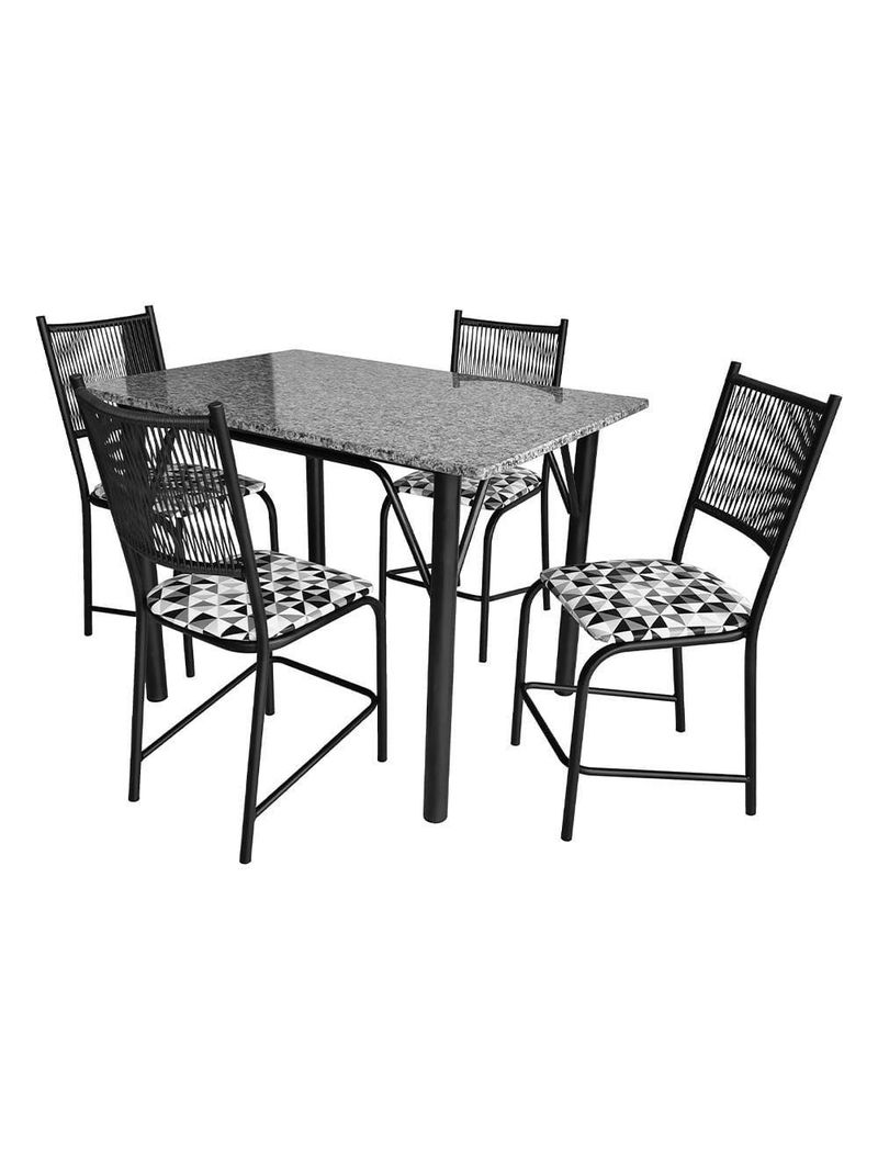 Mesa de jantar retangular famais noruega com 4 cadeiras – preta