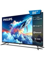 Smart tv led 86" ultra hd 4k philips 86pug7019/78 com google tv, comando de voz, wi-fi, entradas hdmi e usb