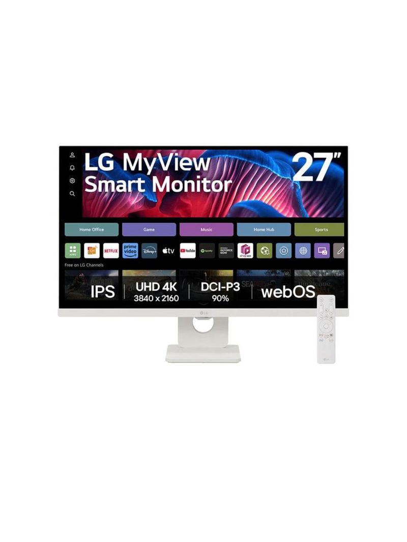 Monitor 27” 4k uhd lg myview smart 27sr73u-w webos 23 airplay bluetooth branco