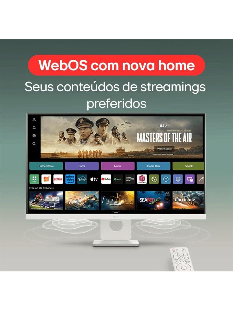 Monitor 27” 4k uhd lg myview smart 27sr73u-w webos 23 airplay bluetooth branco