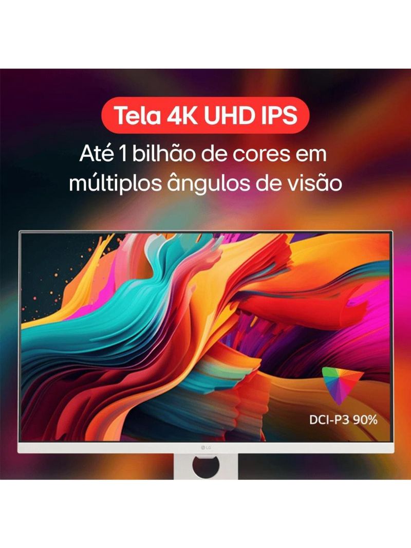 Monitor 27” 4k uhd lg myview smart 27sr73u-w webos 23 airplay bluetooth branco