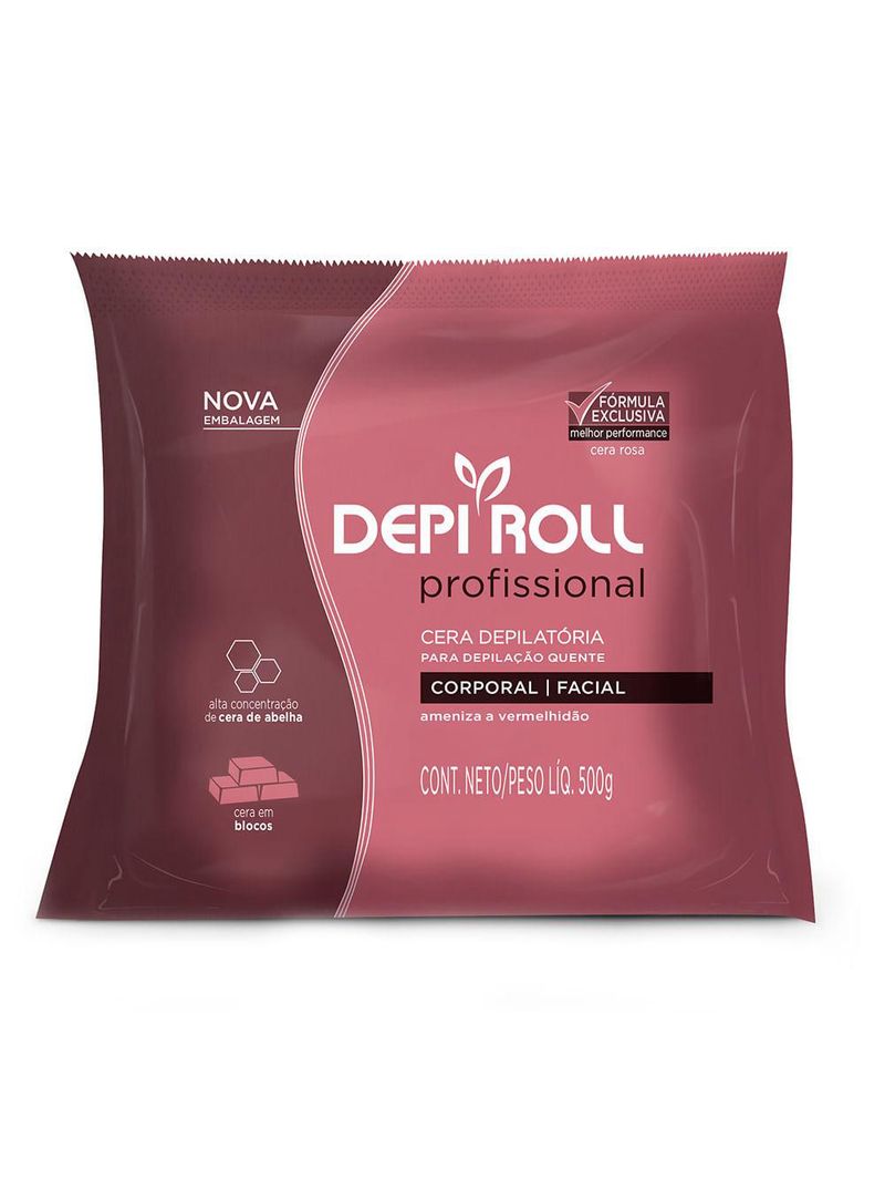 Cera depilatória em blocos depiroll - cera quente em blocos rosa