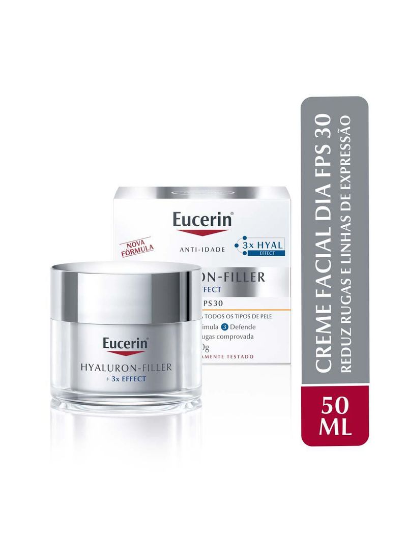 Creme facial dia antirugas eucerin hyaluron-filler + 3x effect fps30