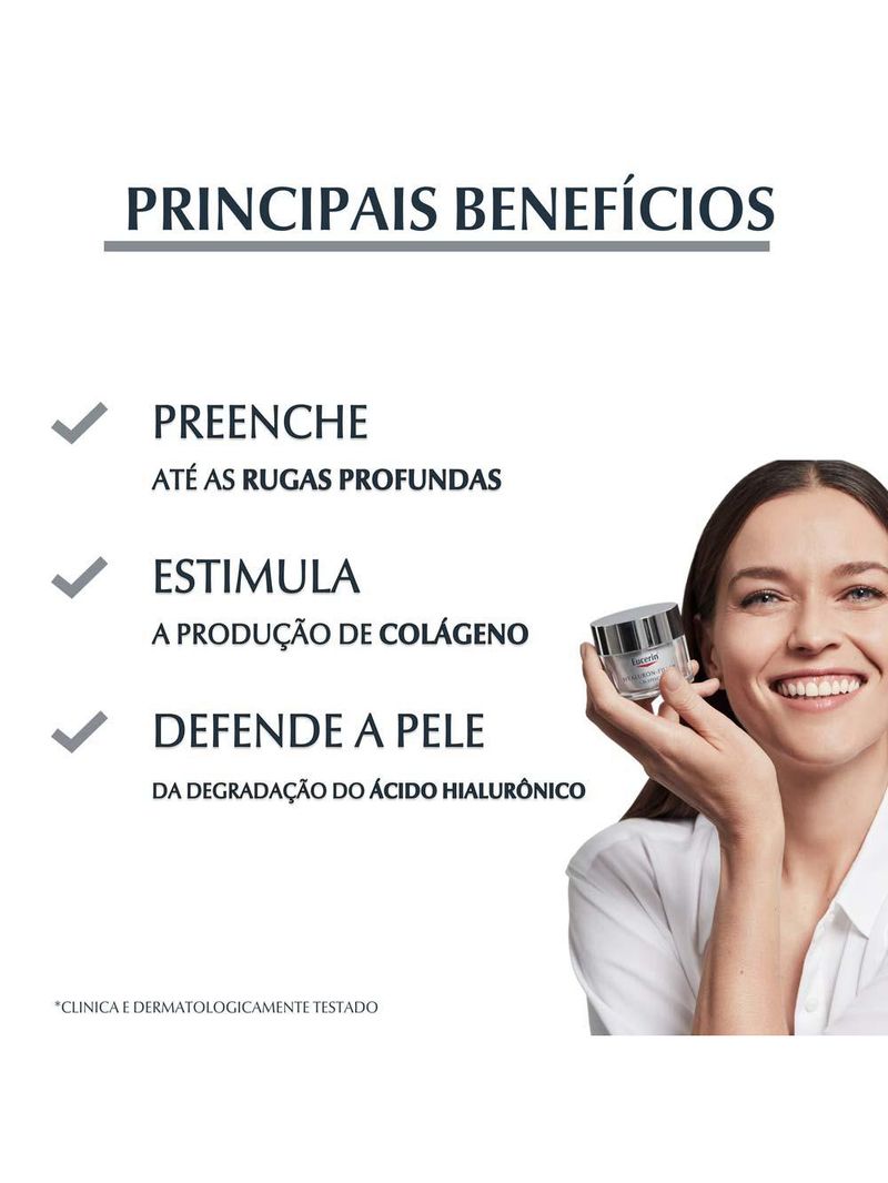 Creme facial dia antirugas eucerin hyaluron-filler + 3x effect fps30