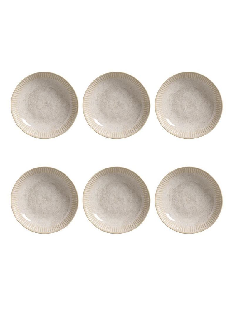 Conjunto de pratos fundos porto brasil linhas latte com 6 peças - bege