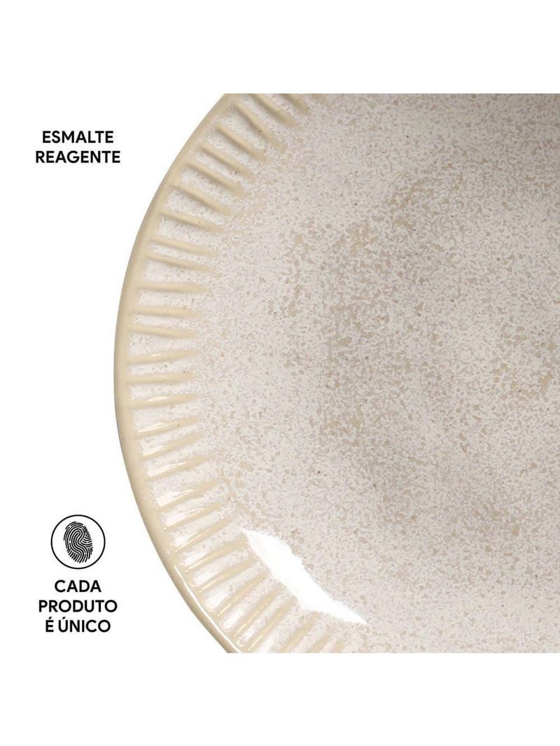 Conjunto de pratos fundos porto brasil linhas latte com 6 peças - bege