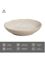 Conjunto de pratos fundos porto brasil linhas latte com 6 peças - bege