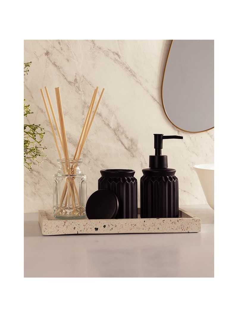 Conjunto banheiro 2 peças lyor stripes cerâmica design moderno preto