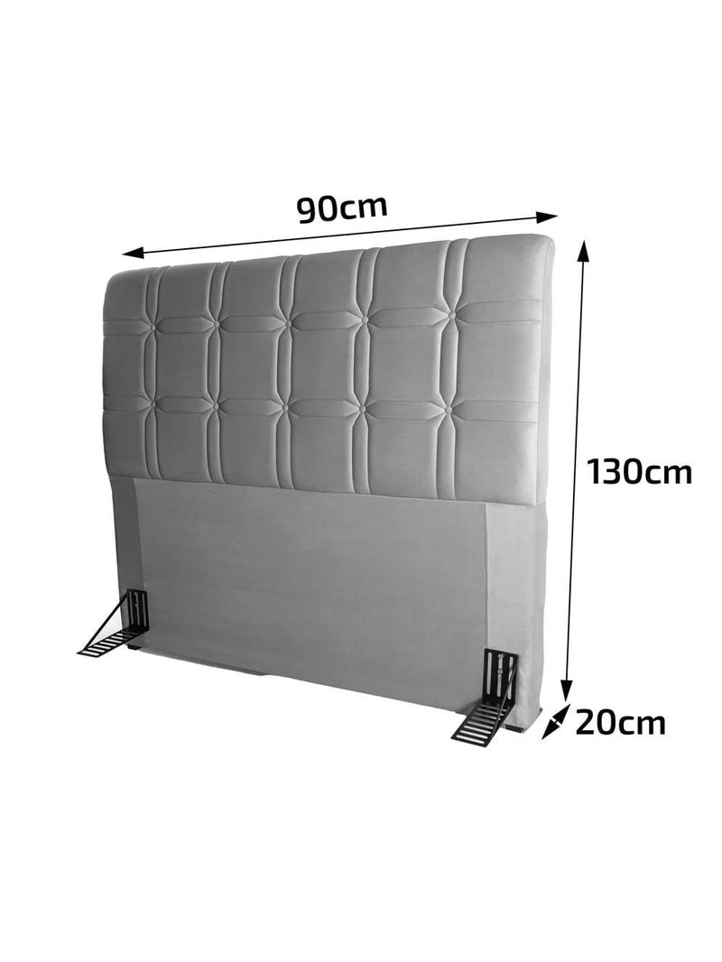 Cabeceira para cama de solteiro hellen zeus com revestimento platinum - 90cm de largura