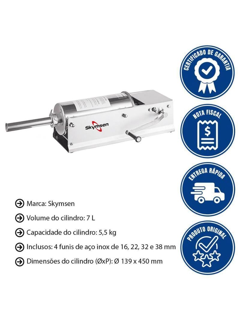 Ensacadeira Manual De Skymsen El7 Horizontal Inox 7 Litros 707139