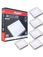 Kit 5 Plafon Painel De Led Avant Pop 18w Branco 6500k 1080 Lúmens Quadrado De Sobrepor 22x22cm Bivol