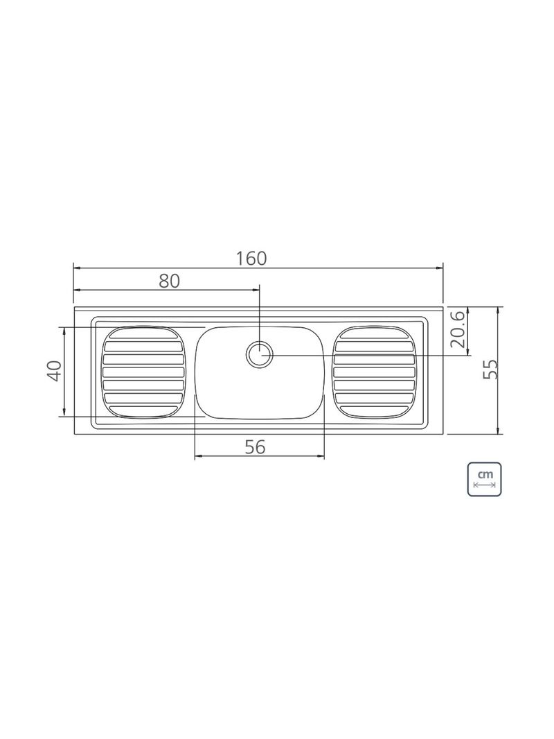 Pia de Apoio Tramontina Filo 56 em Aço Inox 160 x 55 cm Standard