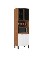 Paneleiro duplo demóbile firenze com 4 portas, 4 prateleiras e nicho para micro-ondas - amêndola/branco