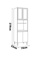 Paneleiro duplo demóbile firenze com 4 portas, 4 prateleiras e nicho para micro-ondas - amêndola/branco