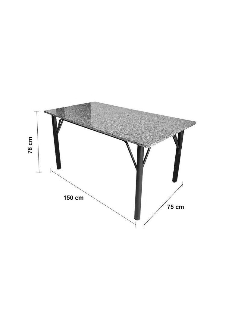 Mesa de jantar retangular famais noruega com 6 cadeiras tampo de granito preta