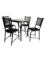 Mesa de jantar quadrada famais cairo com 4 cadeiras – preta