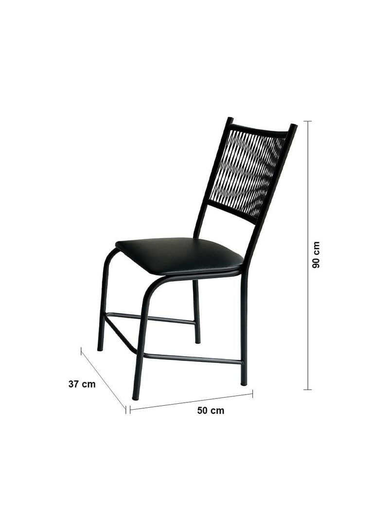 Mesa de jantar quadrada famais cairo com 4 cadeiras – preta