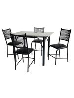 Mesa de jantar retangular famais cairo com 4 cadeiras e tampo em granito - preta