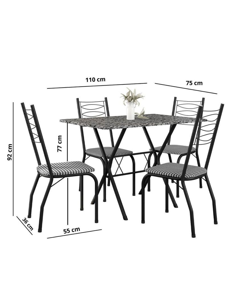 Mesa de jantar de granito fabone miami com 4 cadeiras estofadas