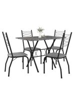 Mesa de jantar de granito fabone miami com 4 cadeiras estofadas