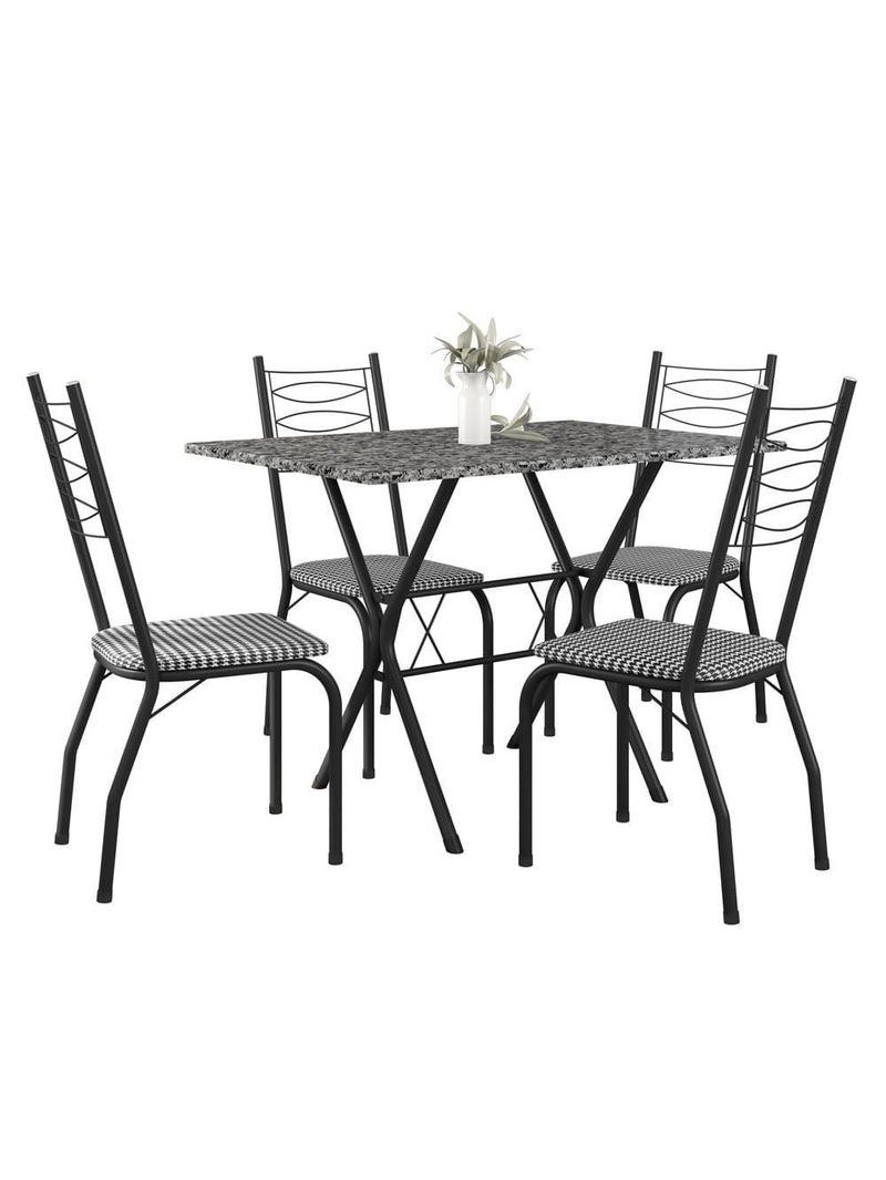 Mesa de jantar de granito fabone miami com 4 cadeiras estofadas