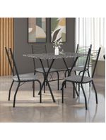 Mesa de jantar de granito fabone miami com 4 cadeiras estofadas