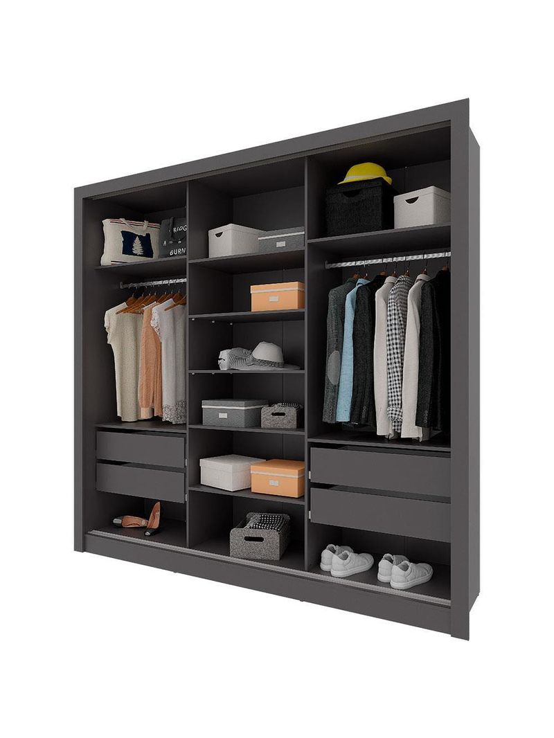 Guarda-roupa casal bartira village com 3 portas, 4 gavetas, espelho e 243,1 cm de largura