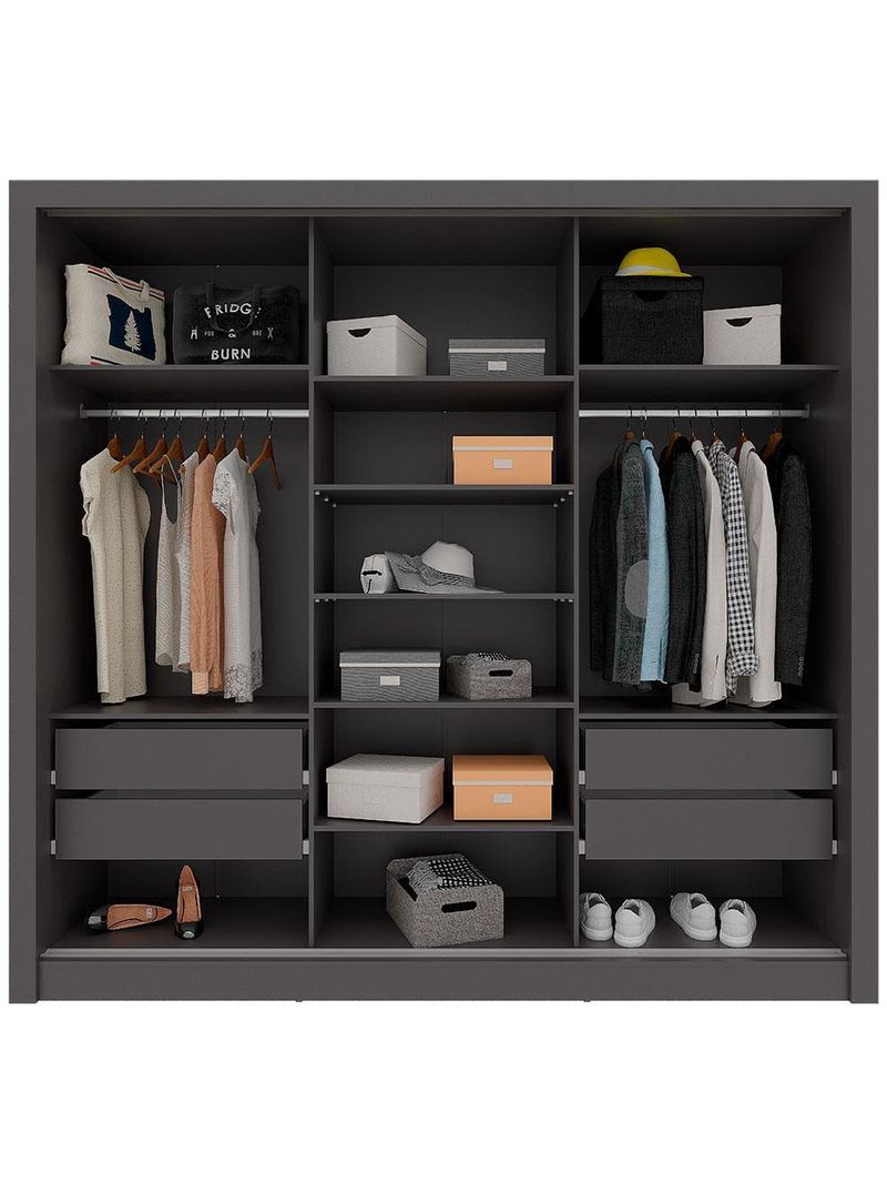 Guarda-roupa casal bartira village com 3 portas, 4 gavetas, espelho e 243,1 cm de largura