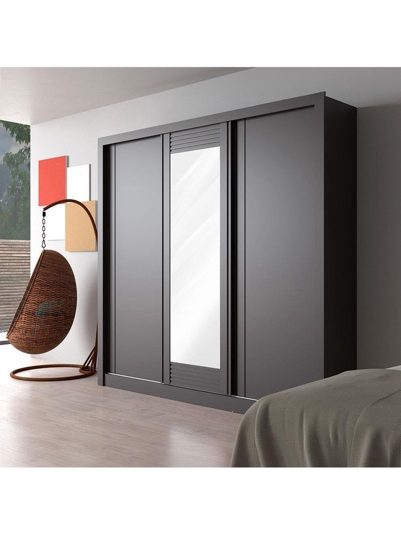 Guarda-roupa casal bartira village com 3 portas, 4 gavetas, espelho e 243,1 cm de largura