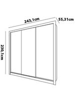 Guarda-roupa casal bartira village com 3 portas, 4 gavetas, espelho e 243,1 cm de largura