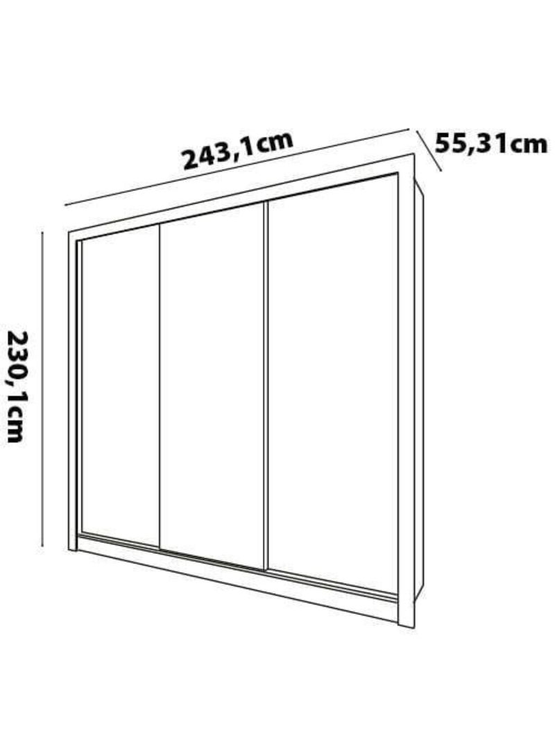 Guarda-roupa casal bartira village com 3 portas, 4 gavetas, espelho e 243,1 cm de largura