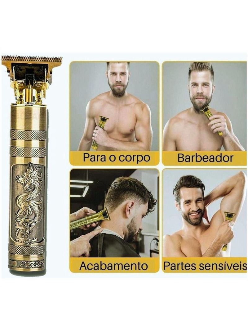 Barbeador Dragão Dourado - Aparador Usb