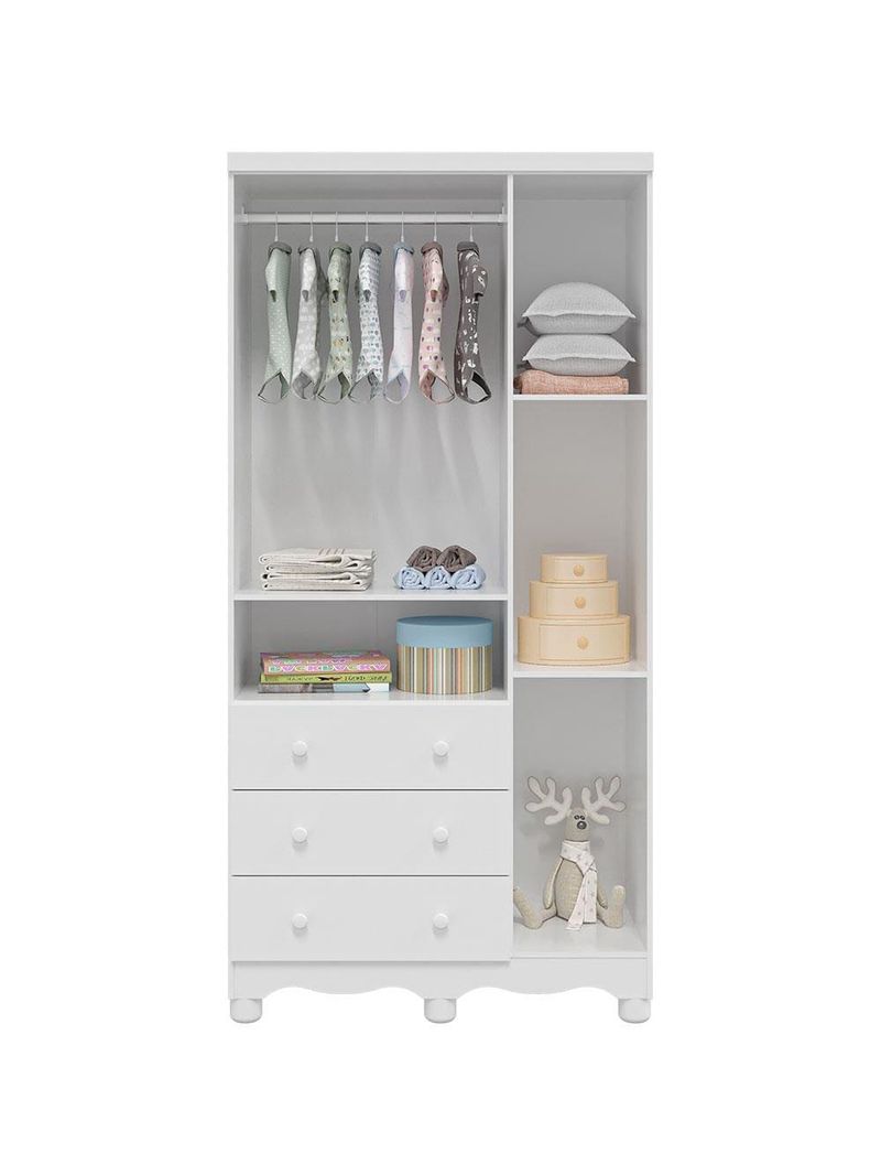 Guarda-roupa infantil peroba duda plus com 3 portas, 3 gavetas e 92 cm de largura