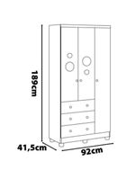 Guarda-roupa infantil peroba duda plus com 3 portas, 3 gavetas e 92 cm de largura