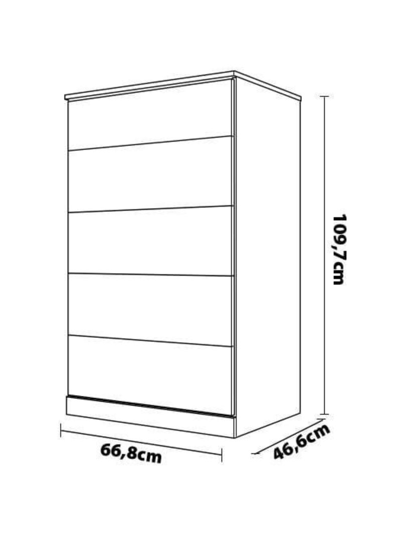 Cômoda bartira versatti 5 gavetas - 66,8cm de largura