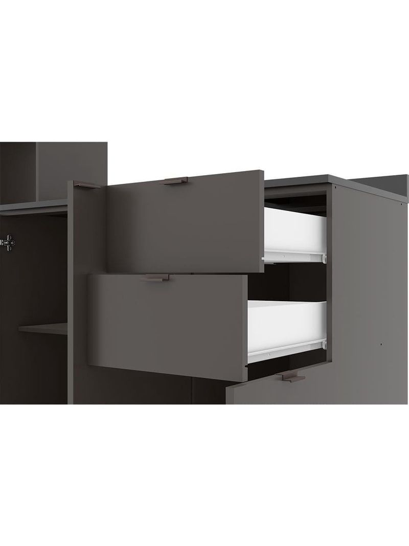 Cozinha completa bartira joy com 11 portas, 2 gavetas, 5 prateleiras e nicho para micro-ondas - 244,5cm de largura