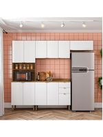 Cozinha completa bartira joy com 11 portas, 2 gavetas, 5 prateleiras e nicho para micro-ondas - 244,5cm de largura