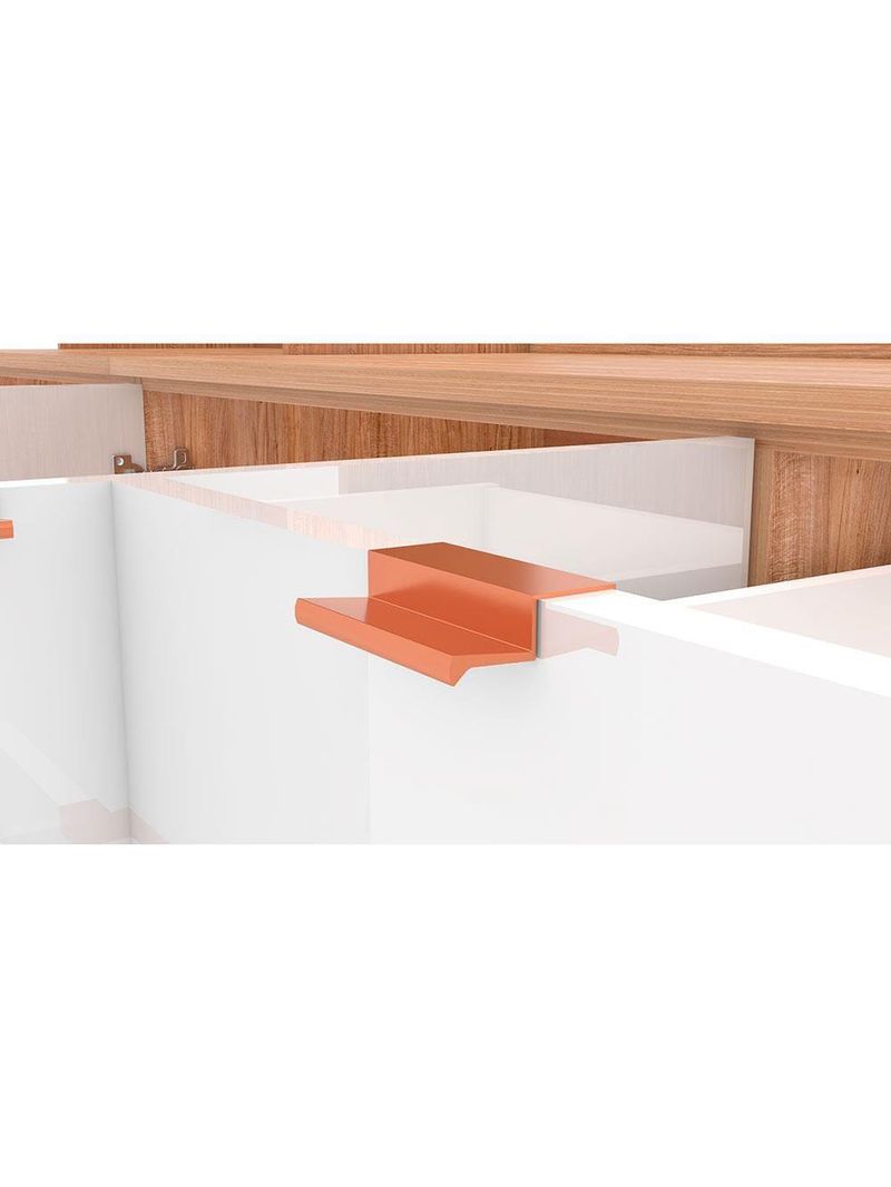 Cozinha completa bartira joy com 11 portas, 2 gavetas, 5 prateleiras e nicho para micro-ondas - 244,5cm de largura