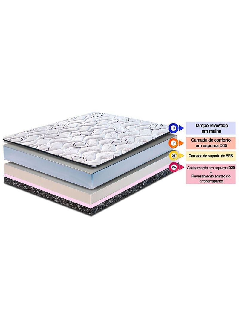 Colchão king cama inbox moderne ortopédico com camada especial de espuma d45 25x193x203cm - branco/grafite