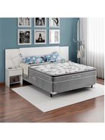 Cama box conjugada casal herval nature bambu com pillow inn e molas bonnel 56x138x188cm - preta e cinza